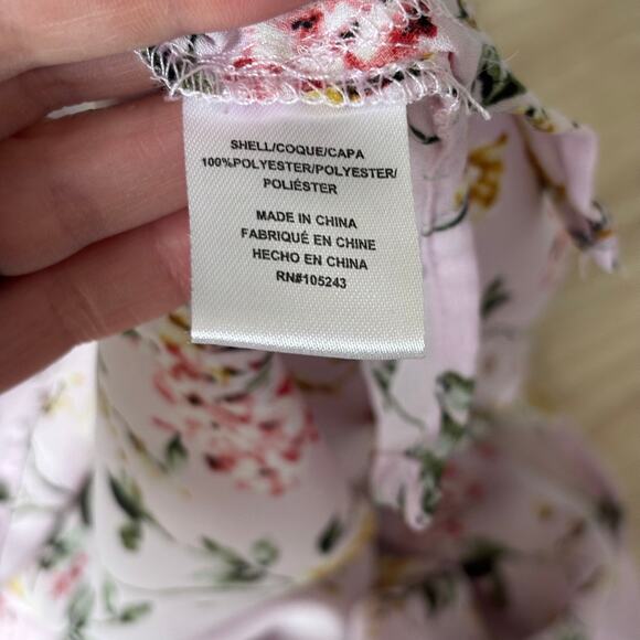 Bobeau Blouse Small Pink‎ Floral Pintuck Flowy Sheer Popover Feminine Cottage - Picture 11 of 12